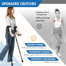 Load image into Gallery viewer, 3-Angle Adjustable Forearm Crutches for Adults - Ergonomic Non-Slip Handles with EVA Elbow Support