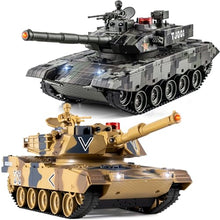 Load image into Gallery viewer, Supdex 1/24 RC Battle Tank Set, Remote Control US M1A2 Abrams and Chinese Type 99 Model Tank That Shoots