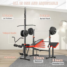 Load image into Gallery viewer, Foldable 1500LBS 8 IN 1 Weight Bench Set with Rack, Leg Extension