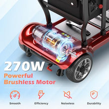 Load image into Gallery viewer, Lightweight Mobility Scooter for Adults & Seniors - Cruise & Airport Approved, 43lb Foldable Portable Motorized Scooters with Dual Lithium Batteries for 24.8 Miles Travel, 300lb Capacity, Red