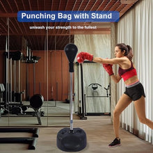 Load image into Gallery viewer, Stiatu Punching Bag with Stand, Heavy Boxing Bag Height Adjustable Reflex Bar and Speed Punching Bag for Adults & Youth, Home Gym Training Equipment for MMA Fitness Stress Relief (Black)