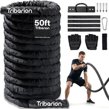 Load image into Gallery viewer, Battle Rope for Home Gym Workout - 1.5 Inch 50ft Heavy Weighted Training Exercise Ropes Fitness Equipment with Sleeve and Anchor Strap Kit for Crossfit Outdoor Working Out