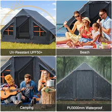 Load image into Gallery viewer, Inflatable Tents for Camping, 4-6 Person Easy Blow Up Tent with Hand Pump,4 Seasons Waterproof Air Inflatable Camping Tent House for Family Weekend Camping,Grey