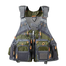 Load image into Gallery viewer, JKSPORTS Fly Fishing Vest Fishing Safety Life Jacket for Swimming Sailing Boating Kayak Floating Multifunction Breathable Backpack for Men and Women Kayak Vest Swim Vest (Army Green,with Foam)
