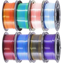 Load image into Gallery viewer, DO3D Silk PLA 2 Color in 1 Coextrusion 3D Printer Filament Bundle: White/Red, White/Blue, Blue/Purple, Lime GreenBlue, RedGold, RedBlack, GoldBlack, PurpleBlack, 2Kg Dual Color Silk PLA, 250g x 8
