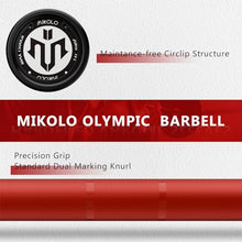 Load image into Gallery viewer, Mikolo 7ft Olympic Barbell, Barbell for Weightlifting and Powerlifting 45lb, - Red
