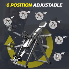 Load image into Gallery viewer, YOLEO Gravity Heavy Duty Inversion Table with Headrest & Adjustable Protective Belt Back Stretcher Machine for Pain Relief Therapy (White)