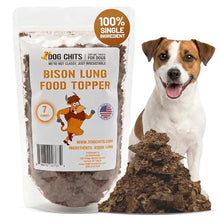 Load image into Gallery viewer, Dog Chits Bison Lung Food Topper for Dogs & Puppies - Single Ingredient, High Protein, Grain Free & Easy to Digest - Natural Dog Treats for Picky Eaters - Sprinkle on Food - Made in USA - 7 oz