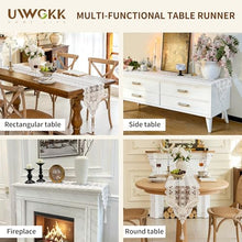 Load image into Gallery viewer, Lace Table Runner Exquisite Embroidery Floral,UWWGKK Table Runners with Tassel Retro French Country Style,for Wedding Decor,Afternoon Tea,Bed Runner,Piano Top Cover,13x82 Inch