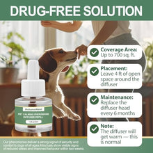 Load image into Gallery viewer, Dog Calming Pheromone Diffuser Refills, 4 Pack 48ml, Helps Dogs Relieve Anxiety, Reduce Stress, Aggression, Barking, Chewing, Scratching, Supports Dogs Travel, Vet Visits, Separation, Loud Noises