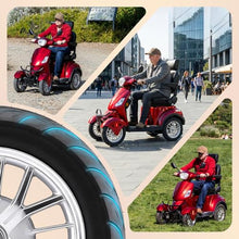 Load image into Gallery viewer, Super Large Electric 4 Wheel Mobility Scooters, Heavy Duty 800W Wheelchair Device, 25 Miles Long Range, All Terrain Mobility Scooter,Speed Adjust, Remote Key,Receive Ready to Ride (Red)