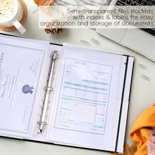 Load image into Gallery viewer, XKDOUS Important Document Organizer Emergency Binder Life Organizer Folio Folders with 9 Pockets Expanding File Storage Holder for Papers, Letters, Cards, Bills, Passports, Photos