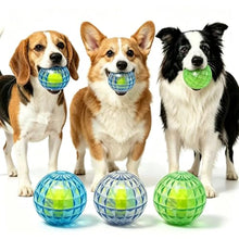 Load image into Gallery viewer, Jatmira Squeaky Dog Balls 3-Pack, Ball-in-Ball Design with Inner Tennis Ball, Squeeze-to-Squeak TPR Chew Toys, High-Bounce Floating Fetch Balls for Pool Beach Training, Easy-Clean Puppy Teething Toy