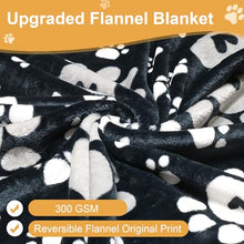 Load image into Gallery viewer, Gowyeg Dog Blanket, Soft Fleece Dog Blankets for Small Medium Dogs, Fluffy Flannel Pet Cat Puppy Blanket Mat Cover for Bed Couch, Cute Paw Print Throw Blanket for Dogs, Black, 40"X30"