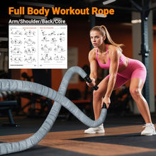 Load image into Gallery viewer, Brobantle Battle Rope 1.5 Inch Diameter,Gray 30FT Exercise Workout Ropes for Home Gym Heavy Weighted Training Rope for Working Out