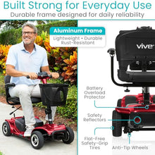 Load image into Gallery viewer, Vive 4 Wheel Mobility Scooter - Electric Powered Wheelchair Device - Compact Heavy Duty Mobile for Travel, Adults, Elderly - Long Range Power Extended Battery with Charger & Basket