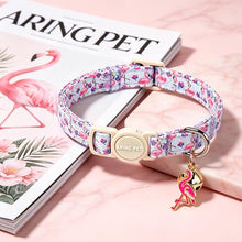 Load image into Gallery viewer, ARING PET 2 Pack Cat Collars with Bell, Cute Summer Soft Cotton Kitten Kitty Breakaway Cat Collars for Boy Girl Cats-Dinosaur & Flamingo