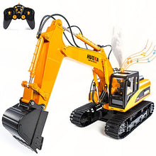 Load image into Gallery viewer, 21CH Alloy RC Track Excavator 1/14, Steam Crawler Metal Bucket Construction Vehicle Model, Smoke Sound Lights