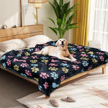 Load image into Gallery viewer, Gowyeg Dog Blankets for Large Dogs, 60"x50" Blanket Washable, Fuzzy Soft Pet Mat Throw Cover for Kennel Crate Bed, Cute Paw Pattern, Cat Blanket, Gifts Medium Small Pet Essentials, Navy Blue