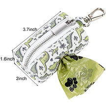 Load image into Gallery viewer, ARING PET Dog Waste Bag Dispenser, Cotton Doggy Poop Bags Holders Attach to Any Leashes, Portable Washable Dinosaur Pet Waste Pouch Dispenser with Metal Zipper