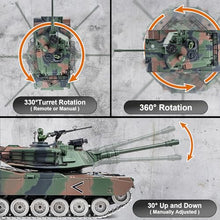 Load image into Gallery viewer, Supdex 1:18 RC Tank, 2.4G US M1A2 Metal Alloy Metal US M26 Remote Control Tank That Shoot BBS Model Toys