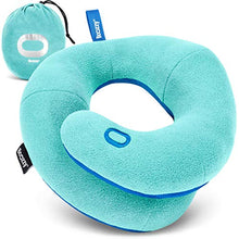 Load image into Gallery viewer, BCOZZY Kids Travel Neck Pillow (3-7 Y/O)- Patented Soft Toddler Pillow for Head & Chin Support in Car Seat, Airplane, and Road Trip Sleeping. Adjustable Size. Washable. Carry Bag. Small, Light Blue