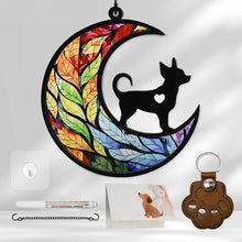 Load image into Gallery viewer, PawSailor Dog Memorial Suncatcher, Memorial Gifts with Sympathy Card & Dog Fur Storage Keychain, Moon Design Gift for Loss of Pet (Rainbow)