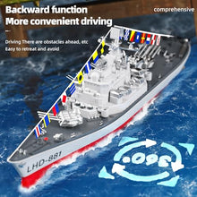 Load image into Gallery viewer, Ssccgym 23.6" Inch Remote Controlled Warship Battleship 10km/h 4WD 2.4G RC Controlled Ship 1:390 Scale On Water Lakes Pools