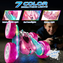 Load image into Gallery viewer, Zalneo RC Car Pink 4WD Remote Control Car 360° Flip Double‑Sided LED Light Bar & Quick‑Swap USB‑C