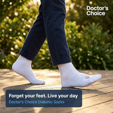 Load image into Gallery viewer, Doctor's Choice Diabetic Socks for Men, Seamless Crew Socks with Non-Binding Top, Provides Extra Comfort for Gout, 4-Pairs, White, X-Large, Size 12-15