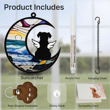 Load image into Gallery viewer, PawSailor Dog Memorial Suncatcher, Memorial Gifts with Sympathy Card & Dog Fur Storage Keychain, Moon Design Gift for Loss of Pet (Sunset)