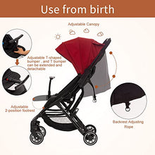 Load image into Gallery viewer, Cool Kids Lightweight Travel Stroller, Auto Fold Reversible Buggy Red