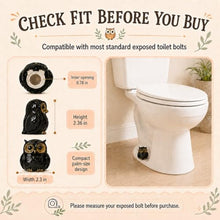 Load image into Gallery viewer, RAINGOWN Black Owl Toilet Bolt Caps Ceramic Dark Academia 2 Pack