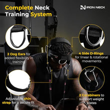 Load image into Gallery viewer, Iron Neck Neck Trainer, Exerciser, & Strengthener with Adjustable Head and Chin Belt - Portable Head Harness for Weight Lifting, Home, & Gym Use - Exercise & Workout Equipment (Alpha Plus, Black)