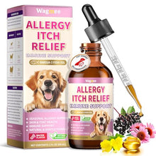 Load image into Gallery viewer, Wagmee Allergy Relief Drops for Dogs, Dog Itchy Skin Relief & Natural Yeast Treatment with Omega-3, Turmeric for Dogs Anti Itchy Ears Paw Relief - Dog Seasonal Allergies, Skin & Coat Immune Support