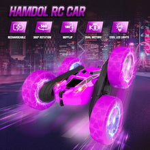 Load image into Gallery viewer, Hamdol Remote Control Car for Kids, Stunt RC Cars with Cool Wheel Lights, Double-Sided Driving
