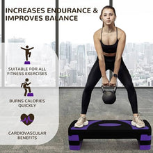 Load image into Gallery viewer, BalanceFrom Aerobic Step Platform Trainer with Adjustable 3-Level Risers, 400 Pound Weight Capacity – Non-Slip Exercise Stepper for Cardio, Strength, and Fitness Workouts at Home or Gym