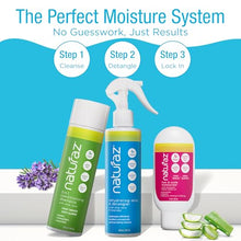 Load image into Gallery viewer, Naturaz 3-Step Moisture Burst System for Tight Curls & Coils with Curly Hair Shampoo, Leave In Conditioner Spray & Hair & Scalp Moisturizer – Softens Dry Hair, Detangles, Boosts Growth & Soothes Scalp