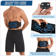 Load image into Gallery viewer, IGAVCPM ABS Stimulator Muscle Toner - FDA Cleared - Abdominal Training Belt Portable Sport Exercise Workout Equipment Home Office (Black Blue)