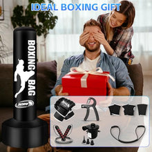 Load image into Gallery viewer, Standing Punching Bag for Adults, Boxing Bag with Stand for Stress Relief & Home Gym, Kicking Bag for MMA Training, Includes Boxing Gloves, Electric Air Pump, Grip Trainer, Jump Rope & Band