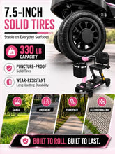 Load image into Gallery viewer, Ecomobi Light Weight Mobility Scooter for Adults&Seniors, 12–30 Mile Range Foldable Portable 4 Wheel Powered Mobility Scooter with Airline Approved Battery for Travel, 300 lb Capacity, Ultra Pink
