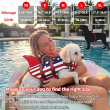Load image into Gallery viewer, Dogcheer Harness-Style Dog Life Jacket Shark, Reflective American Flag Dog Life Vest for Swimming Boating, High Buoyancy Pet Swim Vest for Small Medium Large Dogs - USA Flag, XS