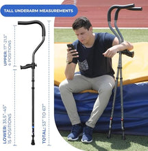 Load image into Gallery viewer, in-Motion Pro Crutches | Foldable Crutches| Crutches for Adults with Ergonomic Handles | Spring Assist Technology | Articulating Tips | Size Tall (5'10" - 7'1") | Charcoal Grey