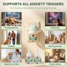 Load image into Gallery viewer, Dog Calming Diffuser Plug-in with Gentle Night Glow, 3 Refills Kit for Behavioral Support, Stress Soothing Aid for Pets During Travel, Thunder, Vet Visits, Fireworks, Safe Formula, 90 Days Supply