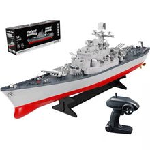 Load image into Gallery viewer, 1/390 Scale RC Warship, RC Military Battleship, RC Boat with 2motor, LED Light, Low Battery Alarm, Automatic Power Off, 2.4GHz RC Cruiser Boat
