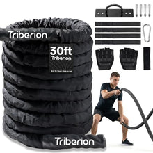 Load image into Gallery viewer, Battle Rope For Home Gym Workout - 1.26 Inch 30ft Heavy Weighted Training Exercise Ropes Fitness Equipment With Sleeve And Anchor Strap Kit For Outdoor Working Out