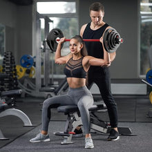 Load image into Gallery viewer, RitFit Barbell Weight Set - 4/6FT Olympic Barbell with Weight Plates (55-275LB Total) -, 4FT Silver/Red Bar with 85LB Plates