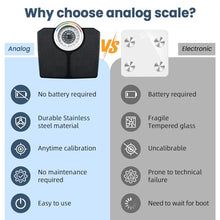 Load image into Gallery viewer, TIPRE Analog Scale for Body Weight, Mechanical Bathroom Scale, Analog Scale for Body Weight, 150kg/330lb, Dial Scale with Wider and Thicker Anti-Slip Platform, Simple Calibration, No Required Battery