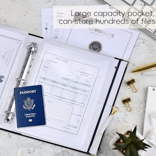 Load image into Gallery viewer, XKDOUS Important Document Organizer Emergency Binder Life Organizer Folio Folders with 9 Pockets Expanding File Storage Holder for Papers, Letters, Cards, Bills, Passports, Photos