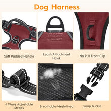 Load image into Gallery viewer, No Pull Dog Harness, No-Choke Soft Padded Reflective Dog Vest Harness with Front Clip & Top Handle, 2 Quick-Release Buckles, Adjustable for Small Medium Large Dogs